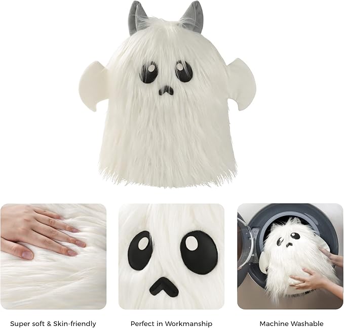 Ashler Halloween Ghost Pillows, Ghost Shaped Throw Pillow for Happy Halloween Decorative, Cute Spooky Ghost Cushion Gifts, Off White Halloween Pillows, 10.5 X 14 Inches