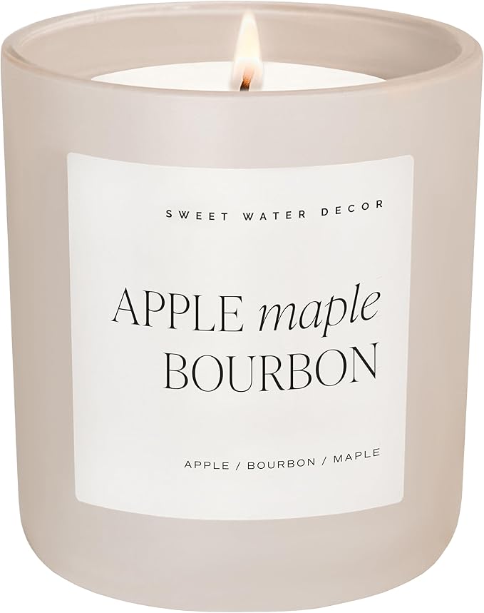 Sweet Water Decor Autumn Candle - Candles for Home Scented - Apple Maple & Bourbon Candle - Long Lasting 70 Hours Burn Time Candle Soy Wax - Decorative Candles Scented for Fall - Designed in USA 15oz