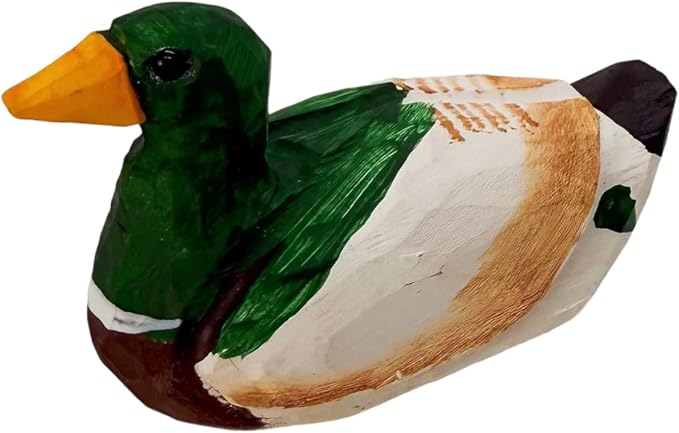 Mallard Duck Decor Wooden Animal Figurines Little Ducks Funny Desk Accessories Small Duck Statues Handmade Carving Decoys Ornament for Home Room Decor