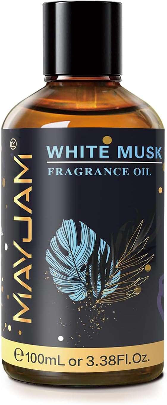 MAYJAM 100ML/3.38FL.OZ White Musk Fragrance Oils with Glass Dropper, Essential Oils for Diffusers for Home, Long Lasting Scented Oils for Diffusers Soap Candle Making