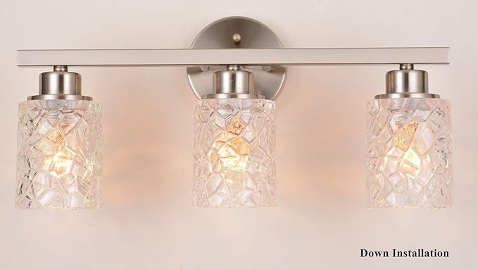 ALICE HOUSE 20.5" Vanity Lights, 3 Light Wall Lighting, Brushed Nickel Finish Bathroom Lights Over Mirror, Bathroom Lighting, ETL Listed, AL9082-W3