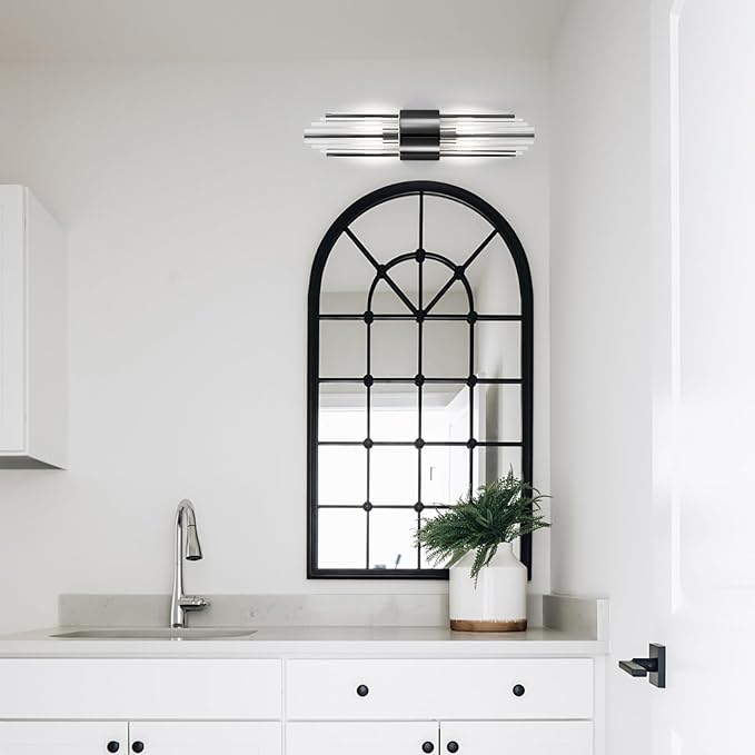 Modern Wall Sconce Titanium Black Metal with Clear Class Crystal Vanity Wall Sconce Lighting for Bedroom Living Room Bathroom Light Fixtures