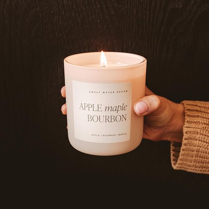 Sweet Water Decor Autumn Candle - Candles for Home Scented - Apple Maple & Bourbon Candle - Long Lasting 70 Hours Burn Time Candle Soy Wax - Decorative Candles Scented for Fall - Designed in USA 15oz