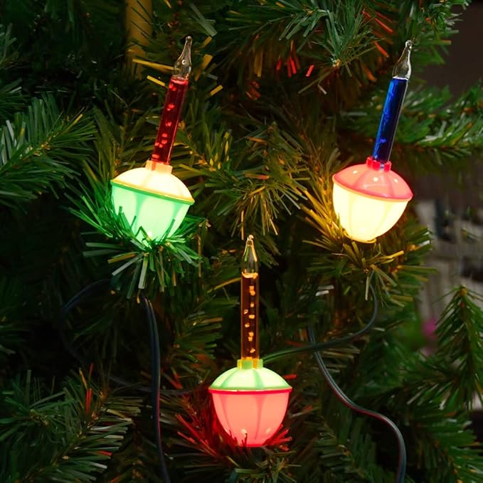 SUNSGNE Christmas Bubble Lights, 8.8Ft Vintage Bubble Lights with 10 Multicolor Bubble Bulbs(1 Spare) for Holiday Christmas Tree Lighting, E12 Base, Green Wire