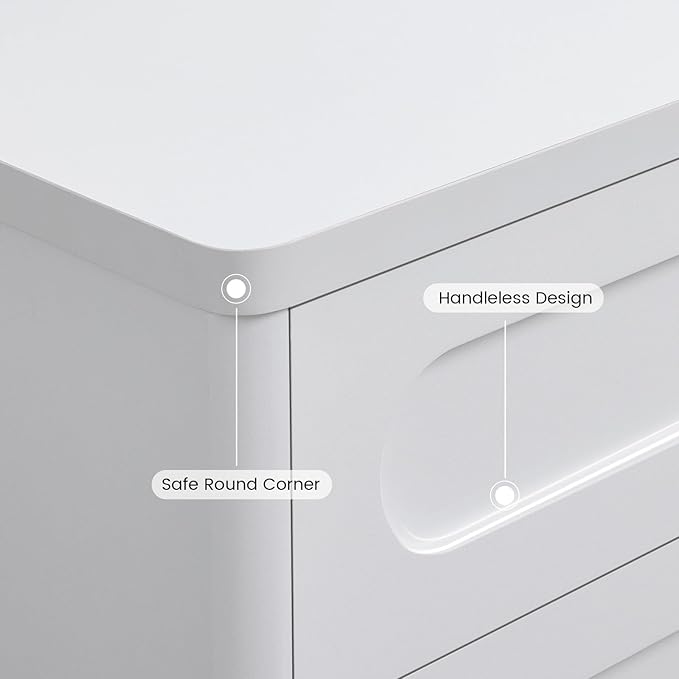 Night Stand, Nightstand with 3 Drawers, 21.7''(W) x 15.8''(D) Large Night Stand Bedside Tables for Bedroom, Modern Storage Bedside Table for End Tables, Sofa, White