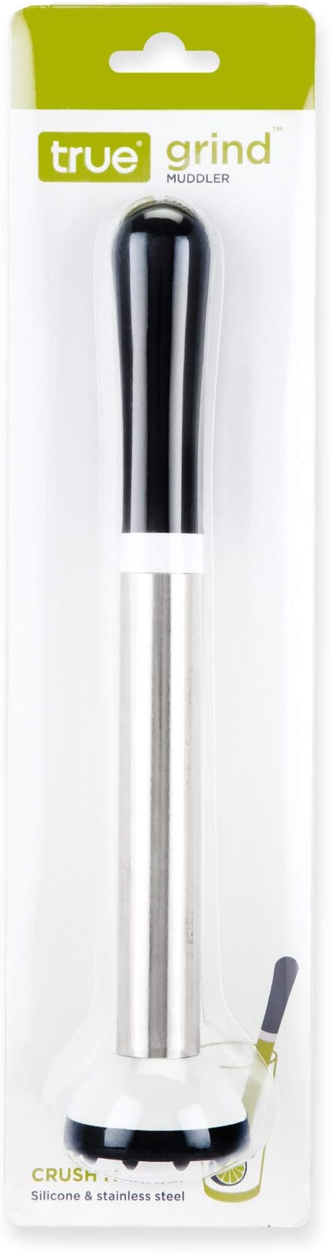True Grind Muddler for Cocktails & Mixed Drinks, Fruits, Spices, Herbs, and Sugar Cubes Crusher, Home Bar Accessories, Bartender Tools, 8.5", Set of 1