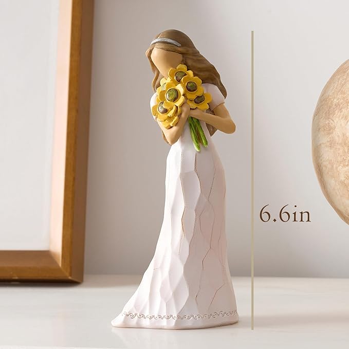 Encouragement Gifts for Women Friends Daughter Kids Inspirational Support Sunflower Gifts for Women Birthday 6.7" Resin Sculpted Hand-Painted Figurines Home Decor