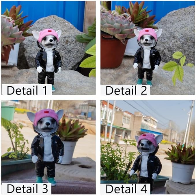 2025 Coolest Dog Sculpture for Home, Dog Statue Crafts Living Room Desktop Decorations,Handmade Casual Small Resin Animal Statue Ornament Home Decor Black