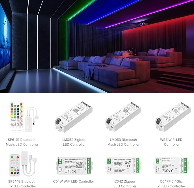 COB LED Strip RGBW 6000K 16.4FT 896LEDs/m DC24V Color Changing Flexible High Density Uniform LED Tape Light 12mm for Under Cabinet (No Power/Controller)