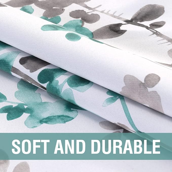 H.VERSAILTEX Floral Curtains 63 Inches Long Printed Pattern Room Darkening Curtains for Bedroom Rod Pocket Window Treatment Curtains, 2 Panels, Classical Floral Grey and Turquoise