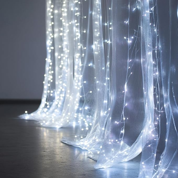 Fairy Curtain Lights, 200 LED Upgraded Tangle-Free Hanging Lights with Remote, USB Plug in String Lights for Bedroom Wall Window Wedding Party Xmas Home Décor - 6.6 x 6.6 Ft, Cool White