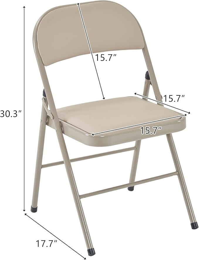 Karl home 6 Pack Brown Folding Chairs with Padded Seats for Outdoor & Indoor, Portable Stackable Commercial Seat with Steel Frame for Events Office Wedding Party, 330lbs Capacity