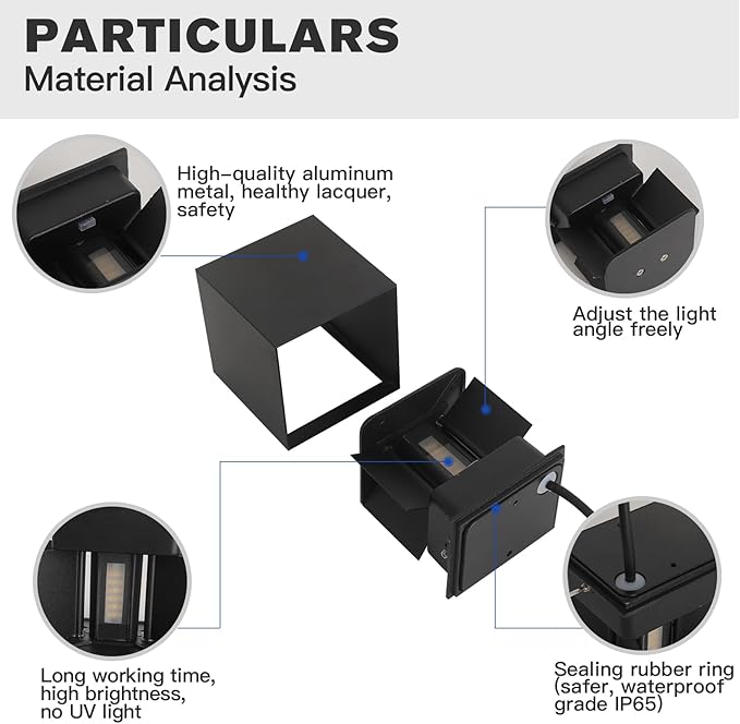 20W Outdoor Wall Light Fixtures,Aluminium Up and Down Lights Outdoor Porch Lights,3-Color-Temperature Adjustable and Adjustable Beam,4.72-Inch Black LED Indoor Wall Sconces for Any Setting Use(1 Pack)