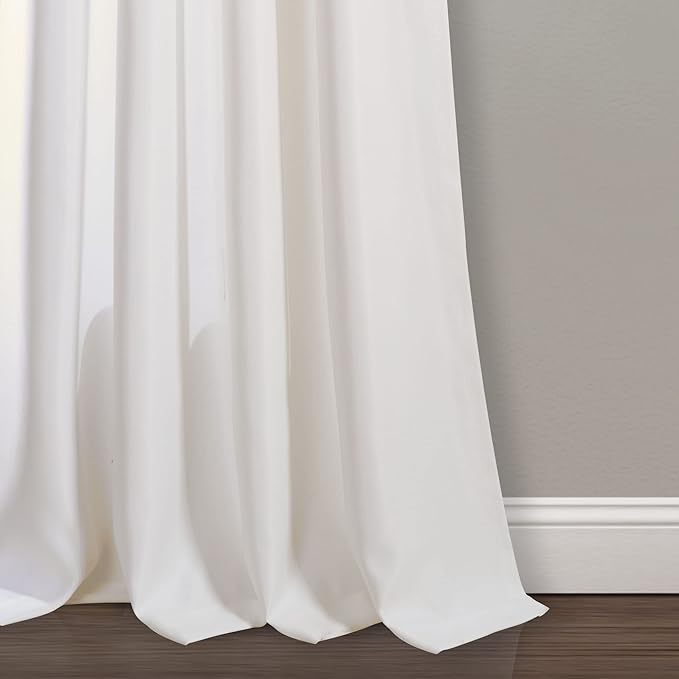 Lush Decor Weeping Flower Light Filtering Window Curtain Panels, Pair, 52"W x 84"L + 2" Header, Yellow & Gray - Charming Modern Floral Curtains for Living Room, Dining Room, & Bedroom