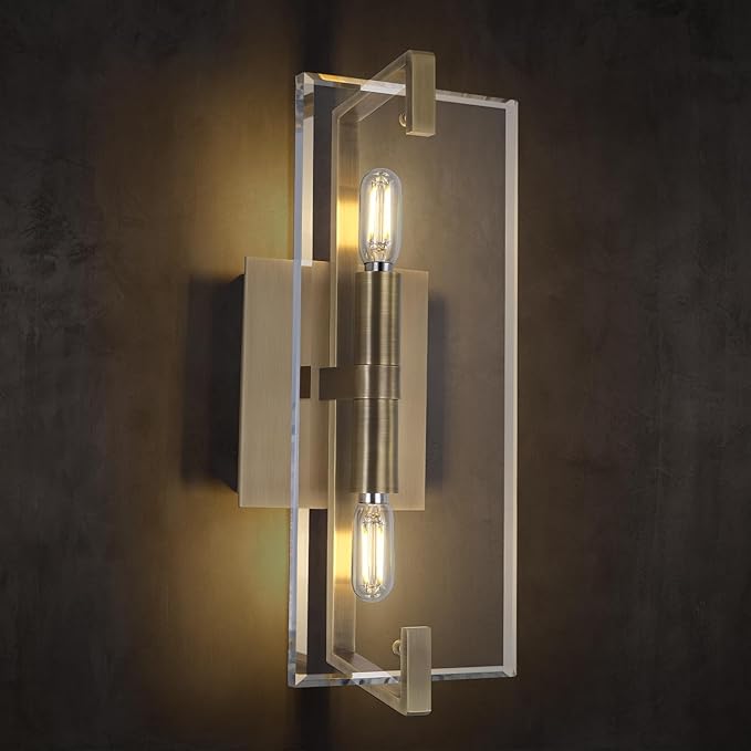 Crystal Vanity Wall Sconces Lights for Bathroom 13.5in Gold Sconces Wall Lighting,Modern Brass Vanity Lights Fixture,Luxury Indoor Wall Sconce for Bedroom,Hallway,Staircase,Living Room,Dining Room