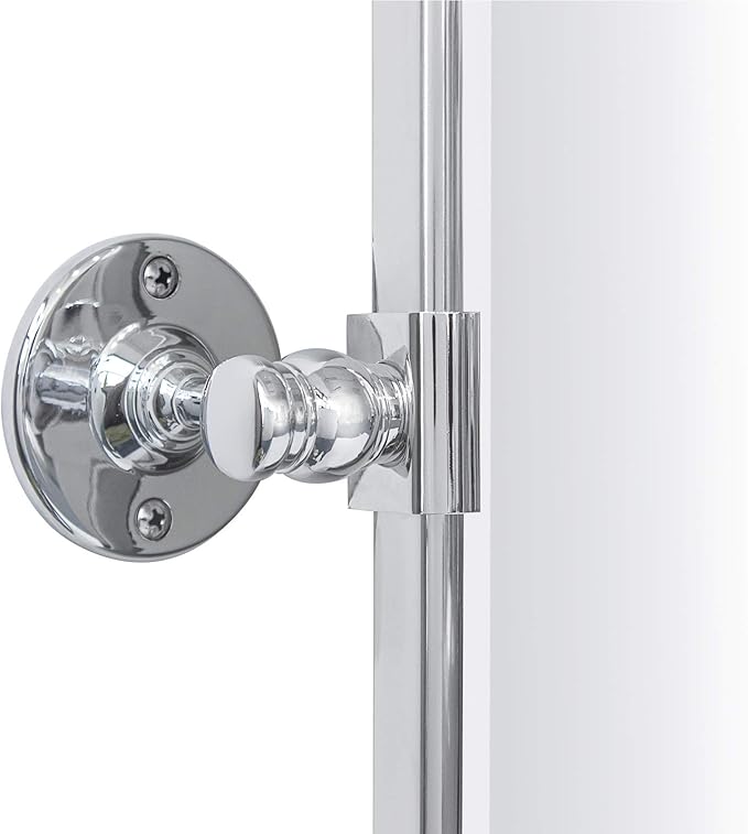Farmhouse Pivot Rectangle Bathroom Mirror Chrome Metal Framed Tilting Beveled Vanity Mirrors for Wall, Overall 23.91 x 30 inches (Mirrror 20 x 30 inches)