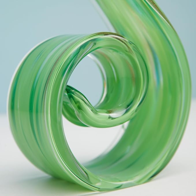 11.4" Tall Hand-Blown Glass Sculpture Murano-Style Sculpture Art Ornament Statue Figurines Home Decor Accent Piece Coastal Ocean Nautical Home Decor,Shelf,TV Stand,Tabletop Centerpieces,Wonderful Gift