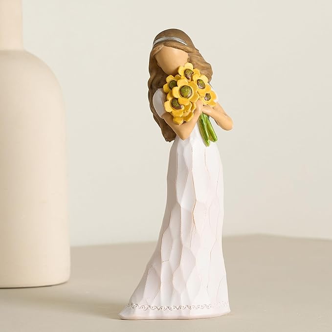 Encouragement Gifts for Women Friends Daughter Kids Inspirational Support Sunflower Gifts for Women Birthday 6.7" Resin Sculpted Hand-Painted Figurines Home Decor