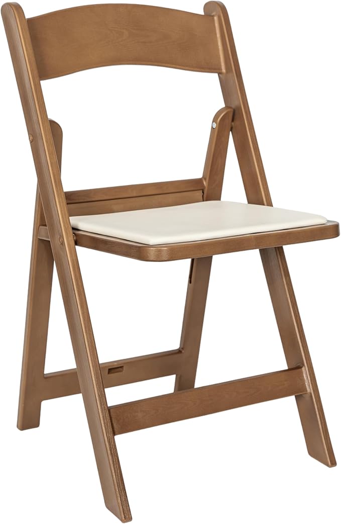 Flash Furniture Hercules Commercial Indoor/Outdoor Folding Event Chair, Wood Look, Weather-Resistant, Lightweight Design, Versatile Use, Chestnut