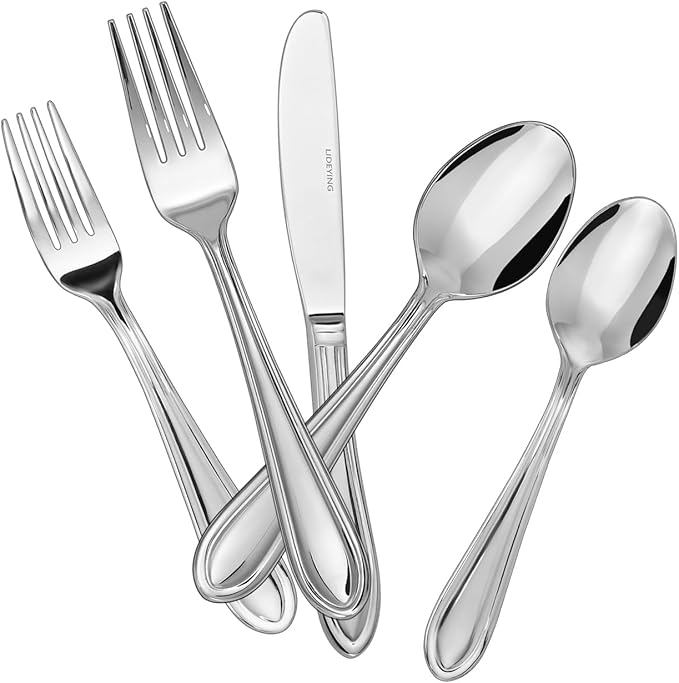 30 Pieces Silverware Set for 6,Stainless Steel Flatware Set,Heavy Duty and Modern Design Cutlery Set,18/0 Rust-Proof Utensils with Forks & Spoons,Mirror Polished Dishwasher Safe