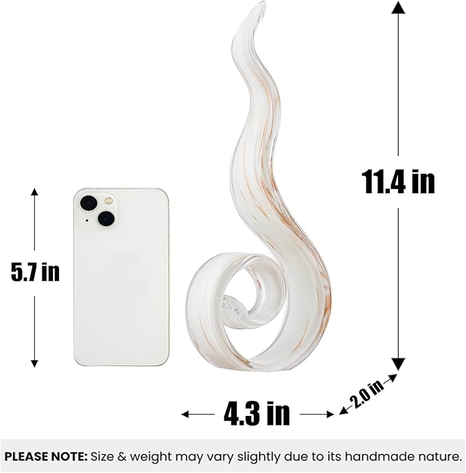 11.4" Tall Hand-Blown Glass Sculpture Murano-Style Sculpture Art Ornament Statue Figurines Home Decor Accent Piece Coastal Ocean Nautical Home Decor,Shelf,TV Stand,Tabletop Centerpieces,Wonderful Gift