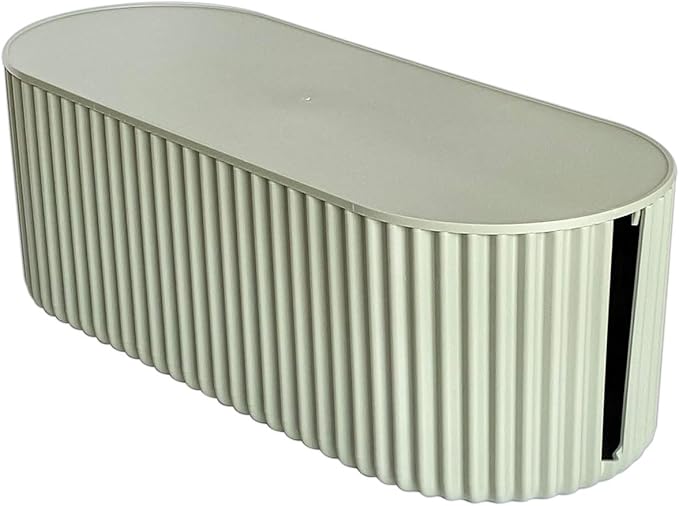 Green Cable Management Box, Power Strips Hider Cover Under TV and Desk for Home, Office, School Use, Plastic Surge Protector Cover on Floor, Electronics Cord Bin with Lid (Large)