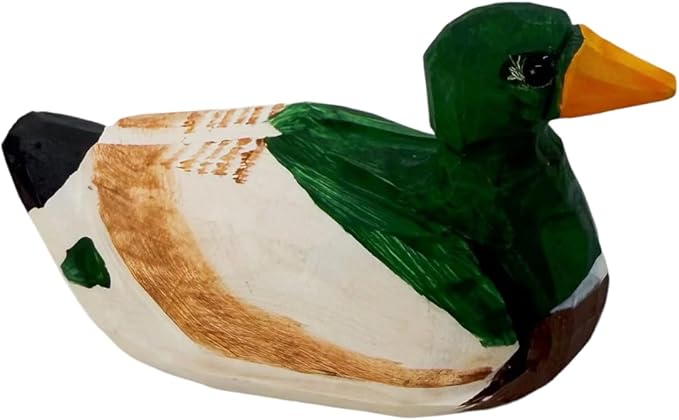 Mallard Duck Decor Wooden Animal Figurines Little Ducks Funny Desk Accessories Small Duck Statues Handmade Carving Decoys Ornament for Home Room Decor