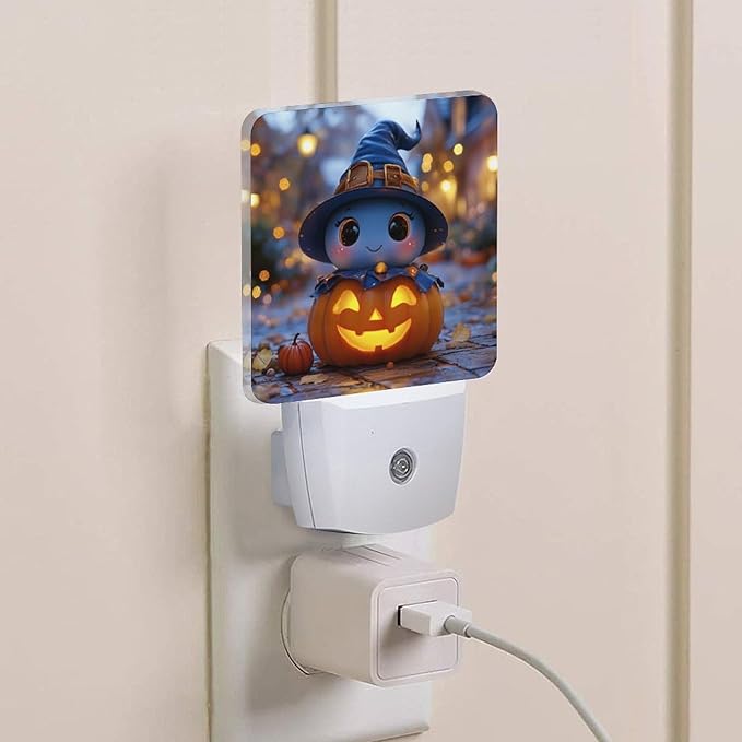 2 Pack Halloween Night Light Plug-in LED Nightlights Auto Sensor Night Lamp Dusk-to-Dawn Lamp Home Decor for Children,Elderly People Bedroom