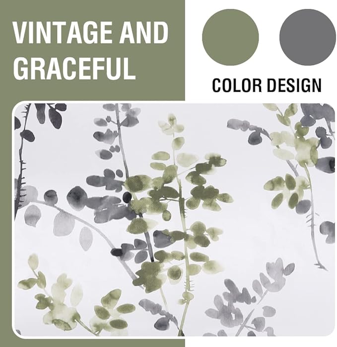 H.VERSAILTEX Floral Curtains 84 Inches Long Printed Pattern Room Darkening Curtains for Bedroom Rod Pocket Window Treatment Curtains, 2 Panels, Classical Floral Grey and Sage