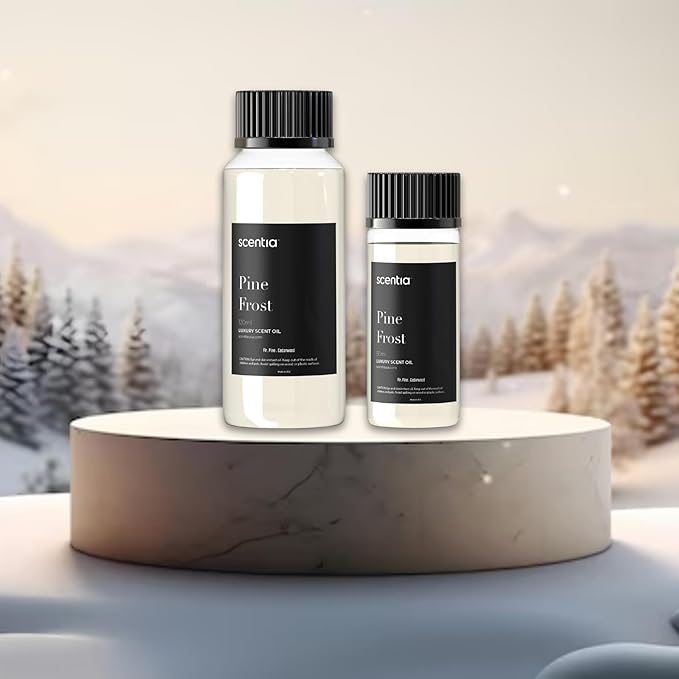 Scentia Pine Frost Essential Oil – 120ml Christmas Diffuser Oil | Crisp Winter Blend with Fir, Pine, Citrus & Vanilla | Aromatherapy for Home, Candles, Soaps & Holiday Décor | Made in USA