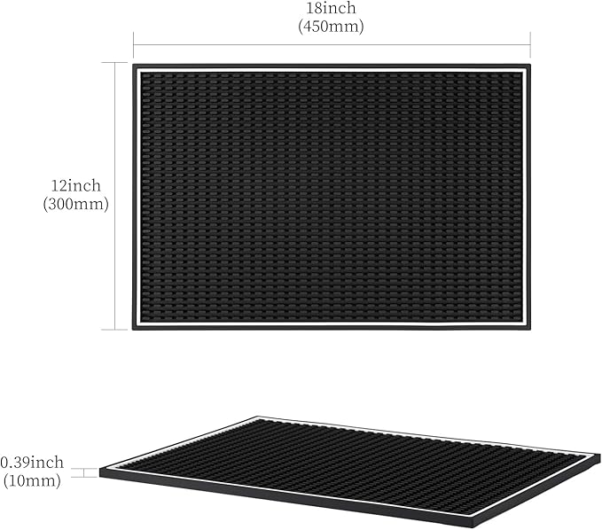 Rubber Bar Mat Set of 1 Black – Durable, Non-Slip, Non-Toxic Spill & Drying Mats for Bars, Restaurants, Coffee Shops, Countertops & Tabletops Hairdressing tool protective pad.Drying mat for tableware.