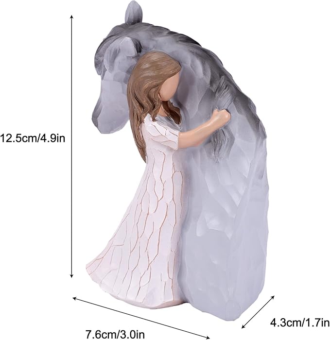 Truly a Friend Guardian Angel Statues, Sculpted Hand-Painted Girl Embracing Horse Figurines, Horse Lover Gifts, Cowgirls Gifts, Horse Loss Remembrance Gifts