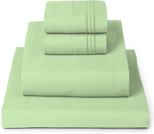 Mellanni Queen Sheets Set - 4 PC Iconic Collection Bedding - Hotel Luxury, Extra Soft, Cooling Bed Sheets - Wrinkle, Fade, Stain Resistant (Queen, Pistachio)