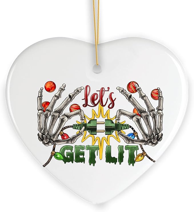 Letβs Get Lit Skeleton Fingers and Christmas Plugs Ornament
