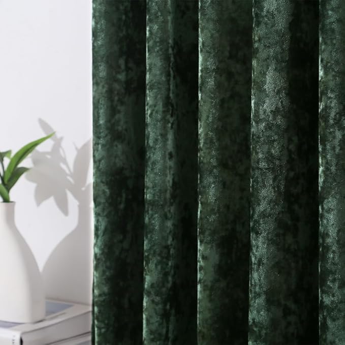 Blackout Curtains Soft Luxury Velvet Curtains for Bedroom Nursery Patio Doors Rod Pocket Back Taby 2 Panels Drapes Curtains for Living Room,52 by 84Inch,Turquoise