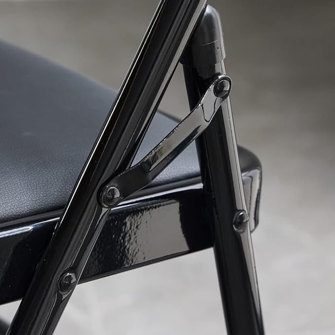 Karl home 6 Pack Black Folding Chairs with Padded Seats for Outdoor & Indoor, Portable Stackable Commercial Seat with Steel Frame for Events Office Wedding Party, 330lbs Capacity
