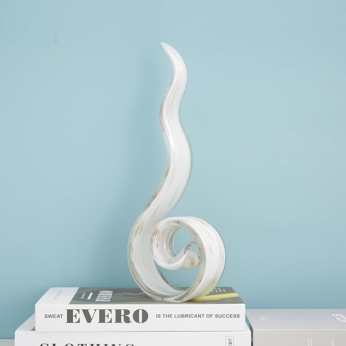 11.4" Tall Hand-Blown Glass Sculpture Murano-Style Sculpture Art Ornament Statue Figurines Home Decor Accent Piece Coastal Ocean Nautical Home Decor,Shelf,TV Stand,Tabletop Centerpieces,Wonderful Gift