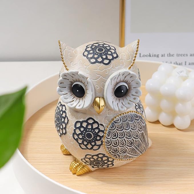 Oinas Cute White Owl Statue & Figurines for Home Decor - Adorable Gifts for Owl Lovers