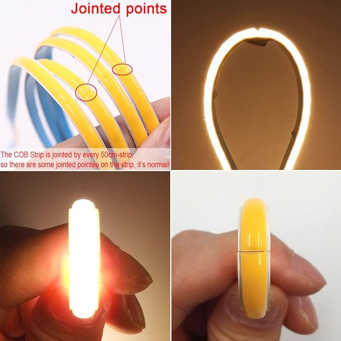 5mm Ultra Thin COB LED Strip 24V Ice Blue Color 16.4FT, RA>90 High CRI LED Tape Light, Cuttable Flexible, IP30 for Indoor House Kitchen Room Decor