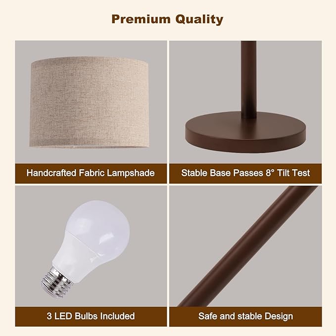 3 Light Arc Floor Lamps for Living Room, 2400LM Super Bright Floor Lamp with Remote Control, 80" Tall Floor Lamps with Stepless Dimmable, Mid Century Tree Floor Lamp for Bedroom, Office