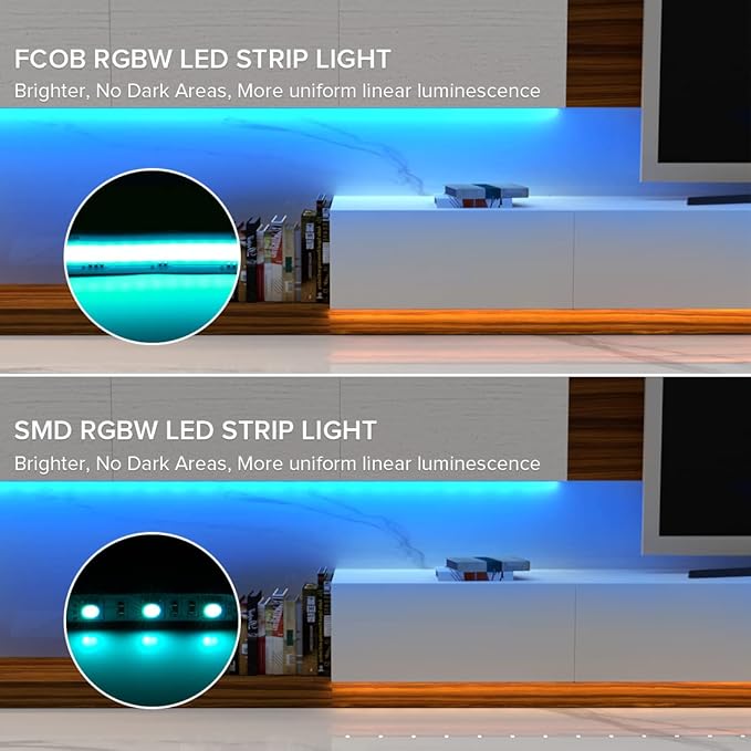 COB LED Strip RGBW 3000K 9.86FT 896LEDs/m DC24V Color Changing Flexible High Density Uniform LED Tape Light 12mm for Under Cabinet (No Power/Controller)