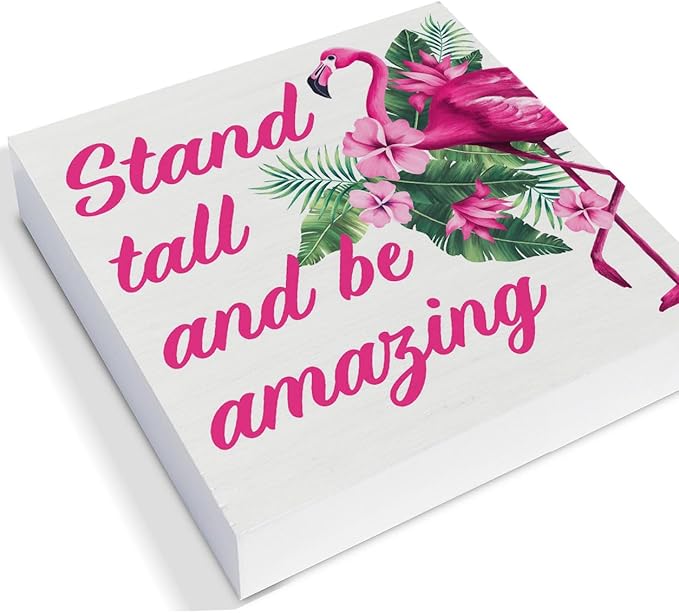Summer Flamingo Decor for Home Flamingo Themed Tiered Tray Decor 3 Pcs Decorative Wood Box Signs Table Desk Shelf Decoration