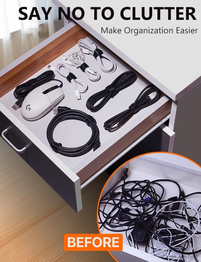 8 Pack Magnetic Cable Clips,Premium Cord Holder for Nightstand,Cord Organizer for Desk,20 Pack Plus 1 Roll of Cable Ties Reusable for Bundling for Desk, Nightstand,Car, Kitchen, Home, Office