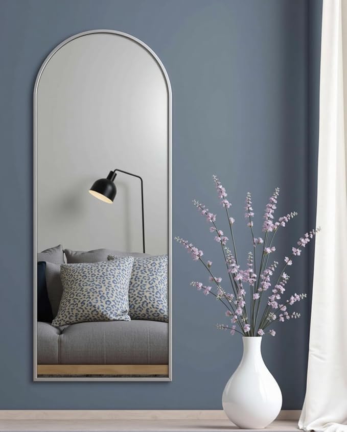 Full Length Mirror, 58"x18" Large Floor Mirror with Stand, Full Body Mirrors for Leaning or Hanging, Standing Mirrors for Bedroom, Living Room,Dressing Room, Aluminum Alloy Frame, White