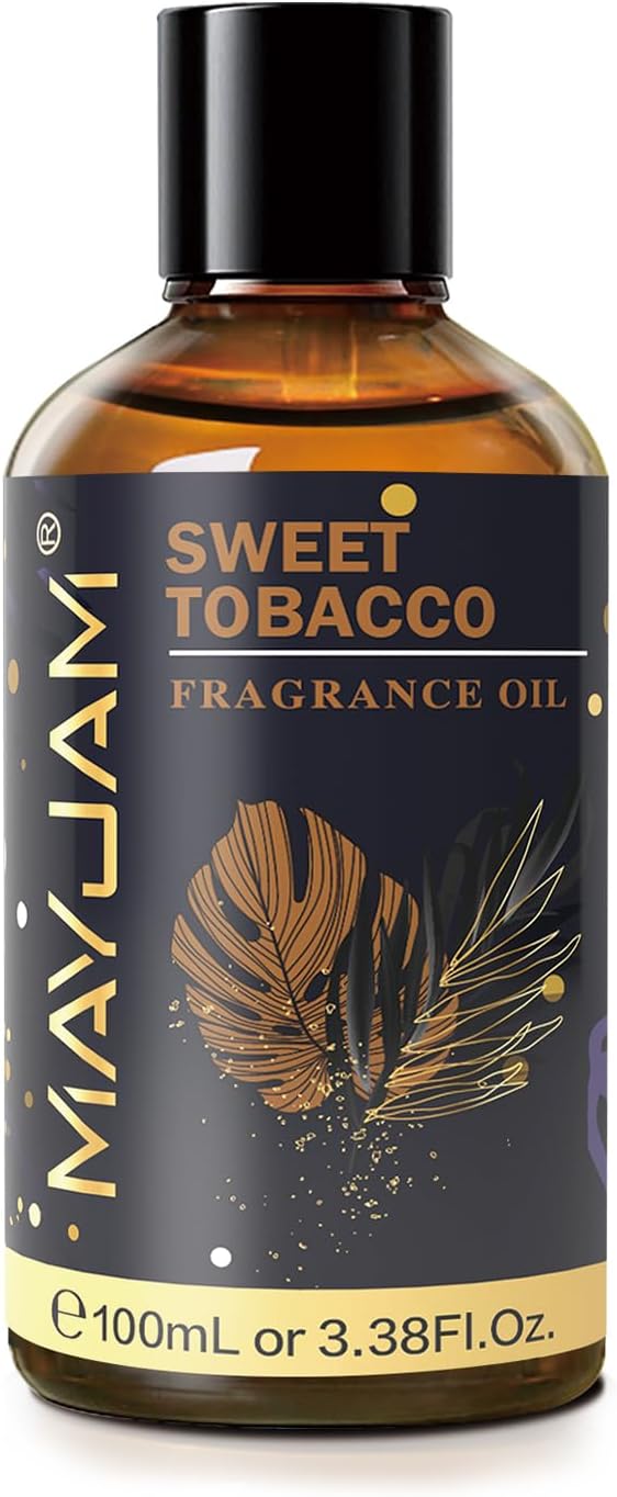 MAYJAM 100ML/3.38FL.OZ Sweet Tobacco Fragrance Oils with Glass Dropper, Essential Oils for Diffusers for Home, Long Lasting Scented Oils for Diffusers Soap Candle Making