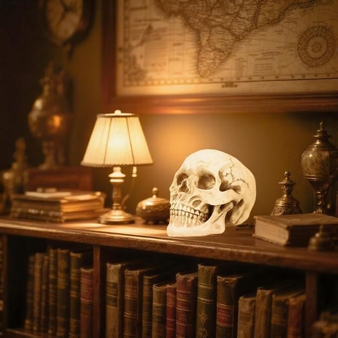 2Pack Human Skulls Head Model,Resin Skulls Decor for Home,Life Size Plastic Skeleton Head, Halloween Statue,Skull Figurine for Decorations Art