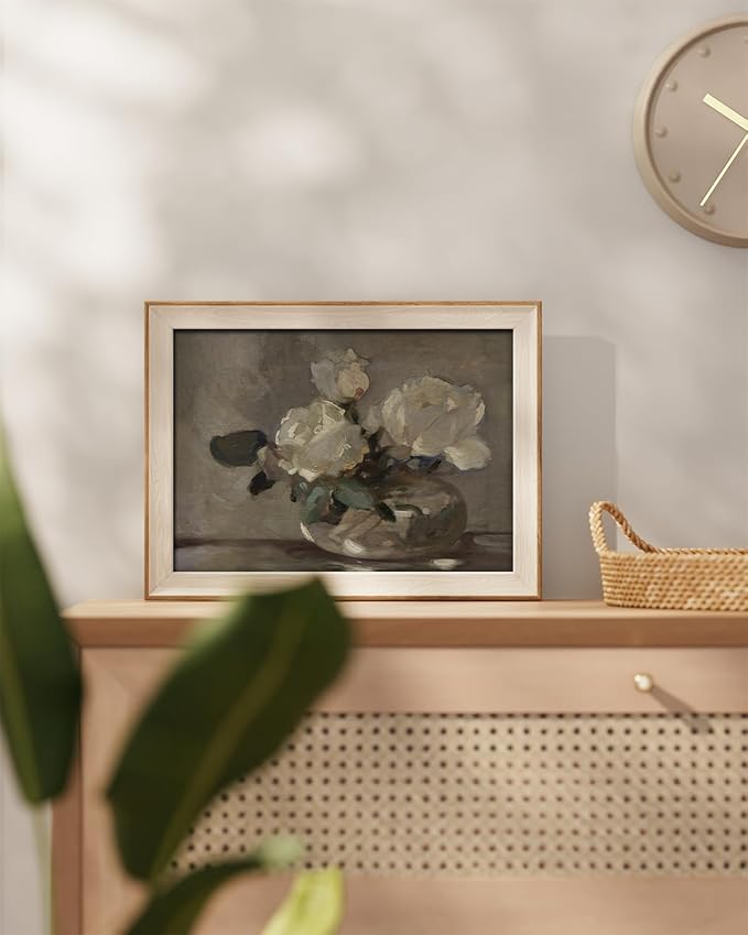 InSimSea Framed Canvas Wall Art Framed Wall Decorations, Mid Century Modern Wall Decor, Botanical Wall Art for Farmhouse Kitchen Office Bathroom Decor 12x16In