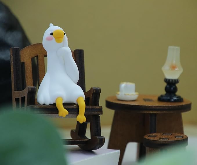 Miniature Ducks Figurines Statue, Adorable Ducks Collectibles Mini Sculpture for Shelf Desk and Bedroom Decor, Cute Home Decorations and Gifts (Sitting Posture Duck)