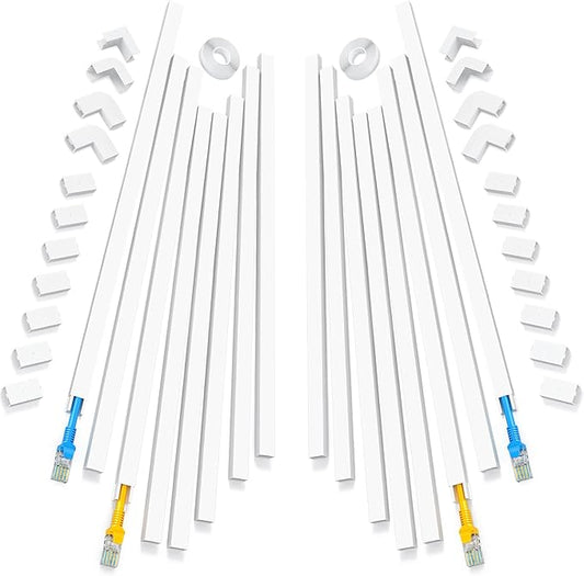 250in Cord Hider, One-Line Cable Hider, Yecaye Small Cord Covers for Wires on Wall System, Cable Raceway Kit for Max 2 Cords, Wire Hiders for Tv on Wall, Wire Hider, 16XL15.7in W0.59in H0.4in, White