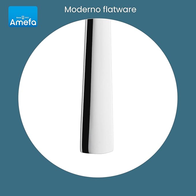 Amefa 45-Piece Silverware Flatware Cutlery Set Service for 8, Durable 18/10 Stainless Steel High Gloss Mirror Finish, tableware in Ergonomic Design Size and Weight, Dishwasher Safe (Moderno)